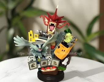 RETRO FIGURINE Gyarados + Lugia + Chikorita / Gameboy + Ds / 20cm, 7.87 inches / Lugia + Leviator + Germignon / POKEMON
