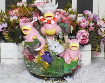 SLOWKING FIGURINE 22 Cm / Slowking + Slowbro + Slowpoke / Slowpoke + Flagadoss + Slowpoke / POKEMON