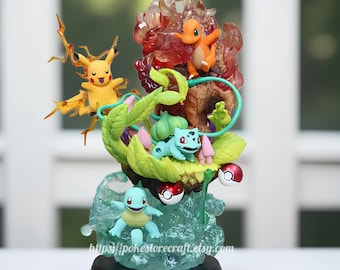 STARTER FIGURINE 1st Generation POKEMON 26 cm / 10.23 inches Pikachu, Bulbasaur, Charmender, Squirtle / Bulbasaur, Salameche, Squirtle