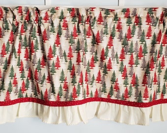 Festive country tree valance with ruffled trim FREE SHIPPING