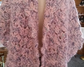 Crocheted shawl silk mohair yarn FREE SHIPPING
