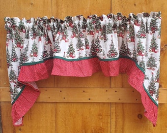 Christmas tree print swag valance FREE SHIPPING