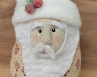 Santa ornament with soft sculptured face