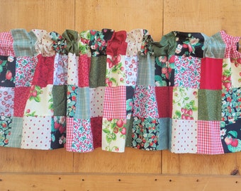 Strawberry Patch patchwork valance FREE SHIPPING