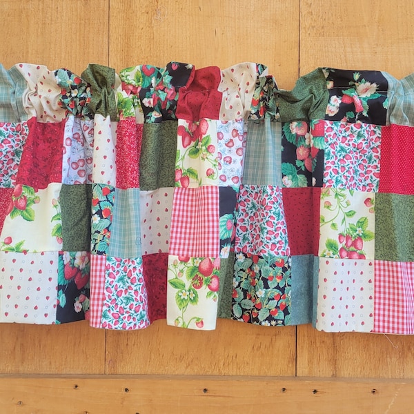 Strawberry Patch patchwork valance FREE SHIPPING