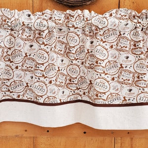 Coffee print kitchen valance beige and brown FREE SHIPPING