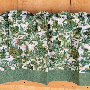 Cactus print valance shades of green FREE SHIPPING