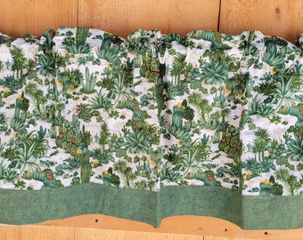 Cactus print valance shades of green FREE SHIPPING