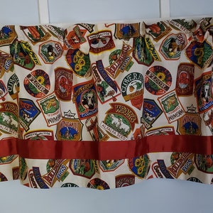 Farm kitchen valance with rust ribbon trim FREE SHIPPING