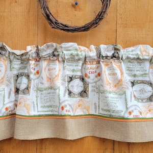 Country farmhouse lined valance FREE SHIPPING