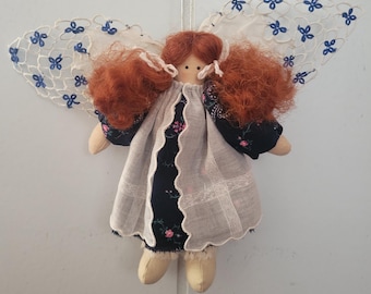 Adorno de muñeca de ángel hecho con lino vintage