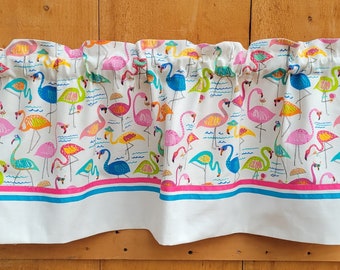 Fun Flamingo print cotton summer valance FREE SHIPPING