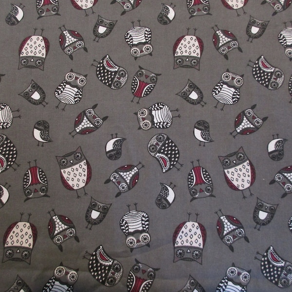 Owls on Gray Quilter's Showcase 100% Cotton Fabric - BTY