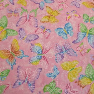 Glitter Butterfly on Purple Cotton Fabric Remnant 32 &quot; x 23 1/2&quot; Fabric Traditions