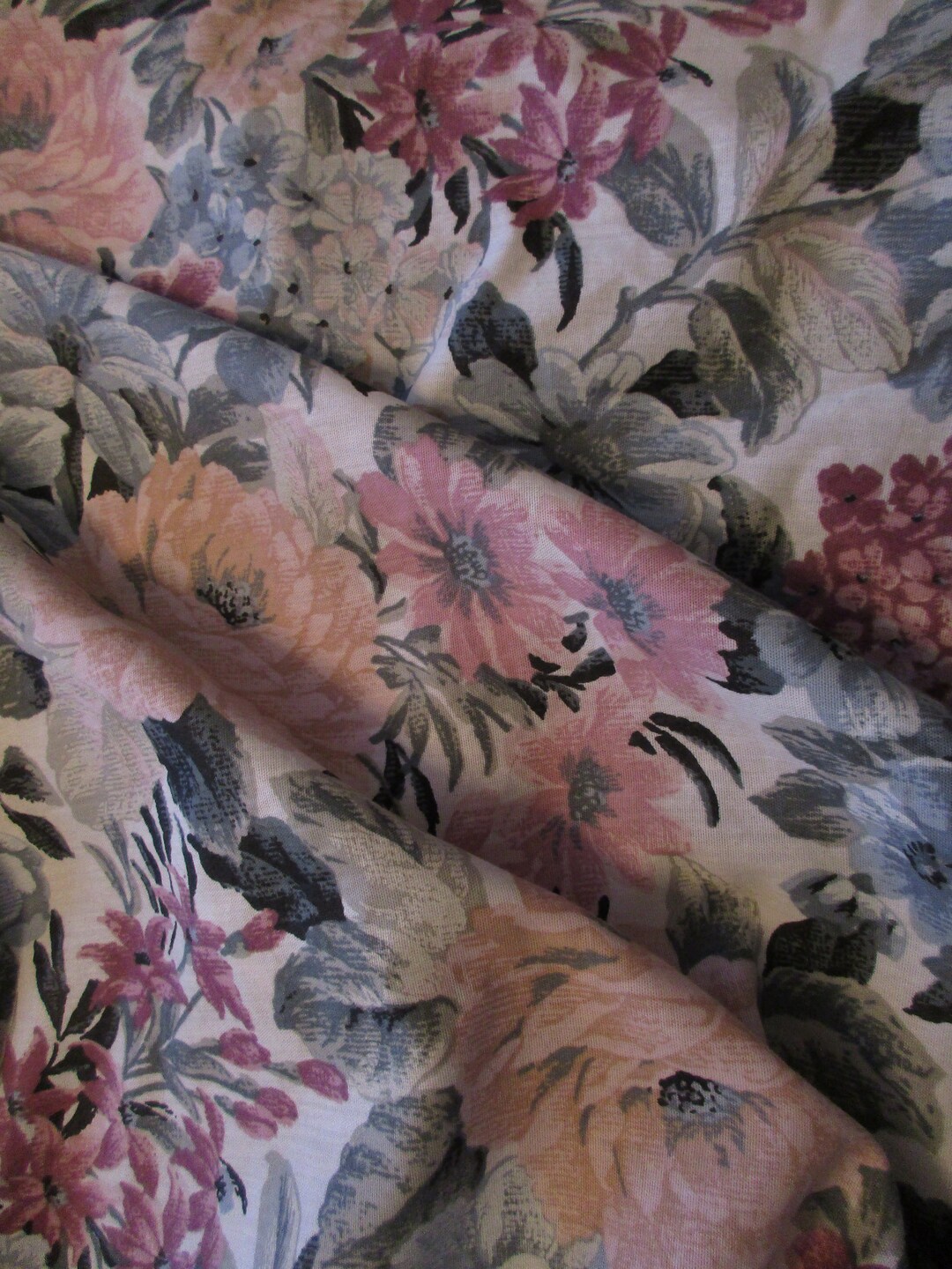 Vintage Large Floral Extra Wide Upholstery Fabric Miranda Etsy