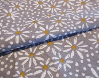 Tiny Daisies - Super Snuggle Cotton Flannel Fabric BTY Blue Denim Floral Flowers