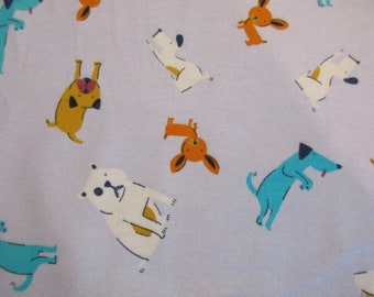 Dogs On Gray Super Snuggle Cotton Flannel Fabric by POP Puppy Dogs BTY