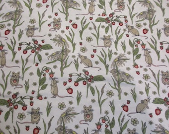 Simple Life Mouse Super Snuggle Cotton Flannel Fabric - BTY - Mice Daisy Strawberry