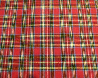 Royal Stewart Red Tartan Cotton Homespun Fabric BTY