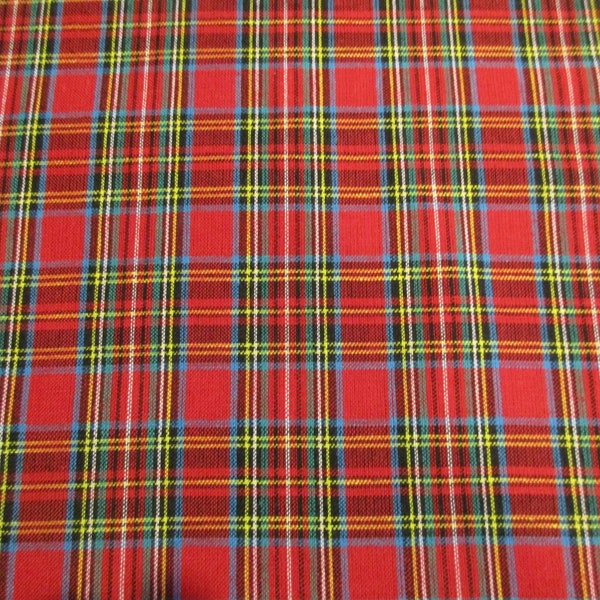 Royal Stewart Red Tartan Cotton Homespun Fabric BTY