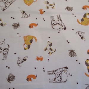 Sweet Dogs on White Super Snuggle Cotton Flannel Fabric BTY Puppy Dogs