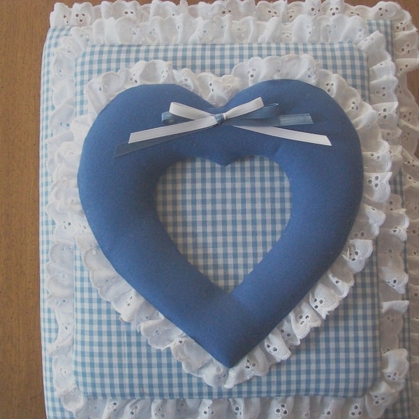 HEART PHOTO FRAME Gingham Fabric Photo Album / Scrapbook - Baby Boy