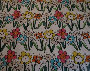 Singing Flowers - Super Snuggle Cotton Flannel Fabric - BTY - Bright Colorful Floral