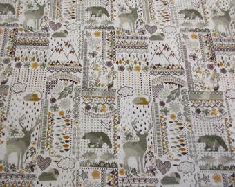 Bohemian Nature Packed on White - Super Snuggle Cotton Flannel Fabric BTY
