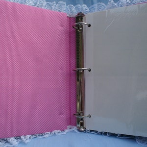 Polka Dot Personalized Fabric Photo Album / Scrapbook Sage Pink Burgundy image 7