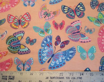 Butterfly Super Snuggle Flannel Fabric - BTY - Bright Colorful Butterflies