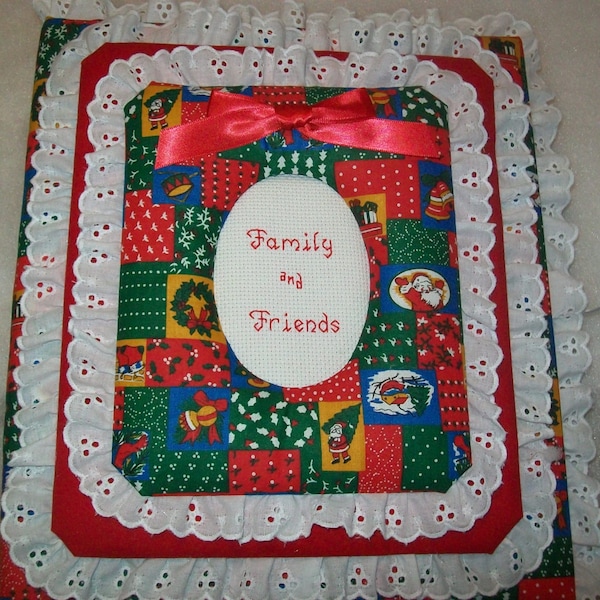 CHRISTMAS PATCHWORK Personalized Fabric Photo Album / Scrapbook