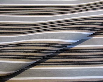 Espadrille Stripe - Dana Gibson Crypton Home - Camel Upholstery Fabric - 1 Yard - Tan Black Gray