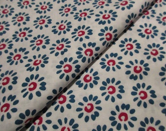 Crazy Floral White Quilter's Showcase Cotton Fabric BTY Tossed Teal and Pink Flowers