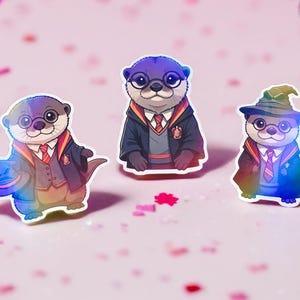 Holographischer Harry Otter Sticker Set, Funkelnde Otter Aufkleber, Holo Aufkleber, Magische Harry Fanartikel