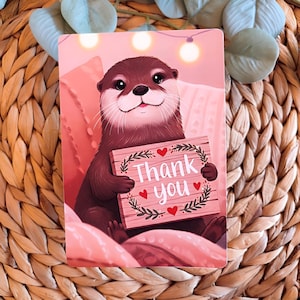 Ein otterliebes Dankeschön Postkarte, Hygge-style, Einzigartige Tierpostkarte, Cute