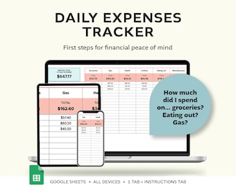 Daily Expenses Tracker: Google Sheets Calculator (Digital Download)