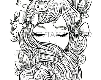 Floating - Coloring Page - Instant Download