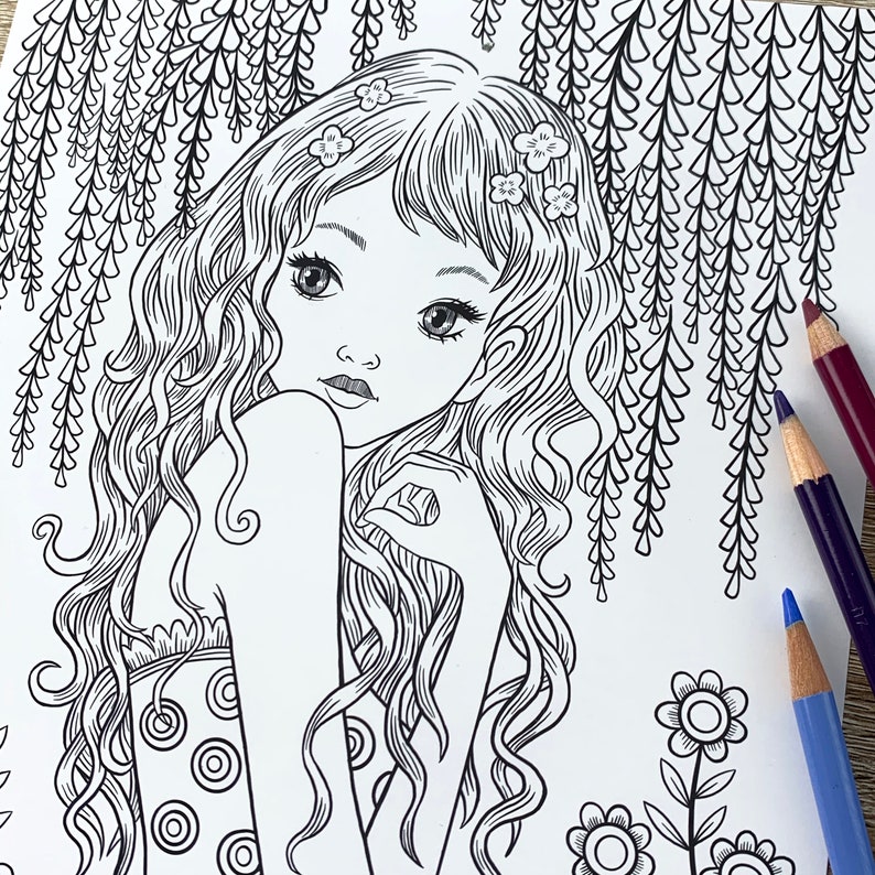 Wisteria by Jeremiah Ketner printable Coloring Page Instant - Etsy