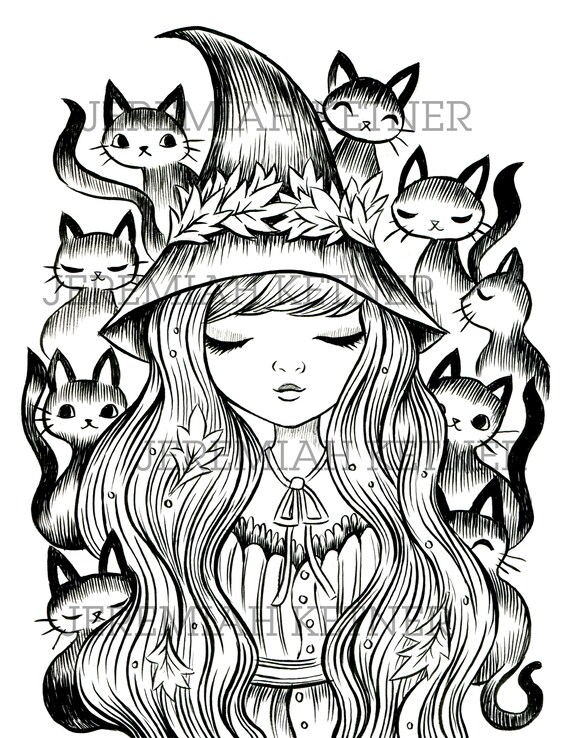 Omringd door katten Kleurplaat Direct downloaden - Etsy Nederland