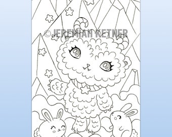 Fluffy Yeti Coloring Page - Instant Download