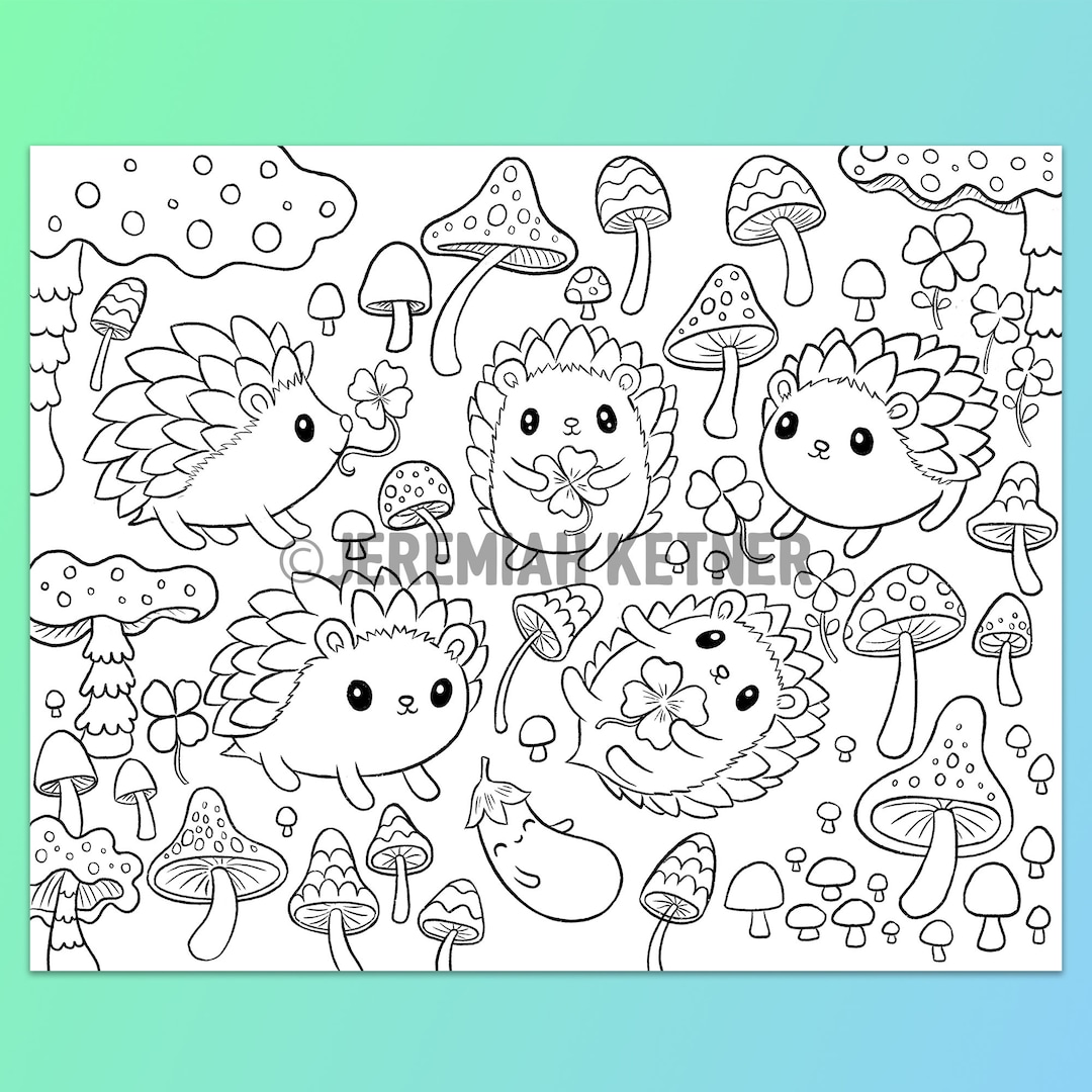 Hedge Hog Party Coloring Page - Etsy