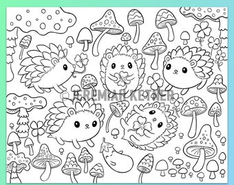 Hedge Hog Party - Coloring Page