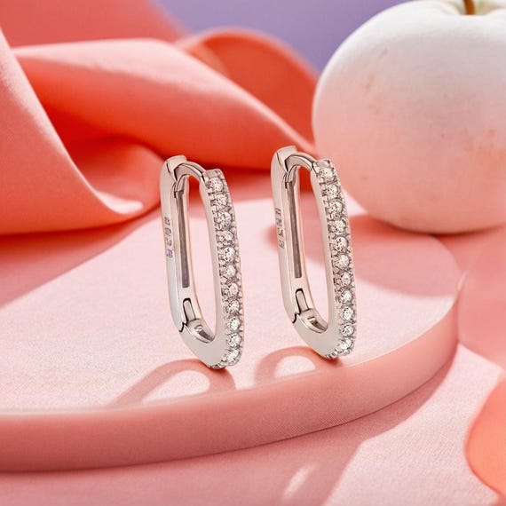 Orecchini a cerchio Huggie in argento sterling 925 da donna