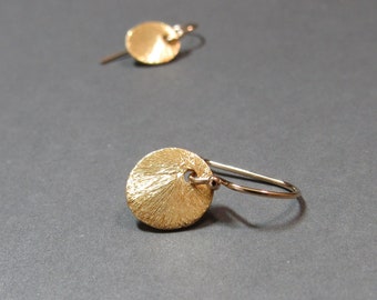 Brushed Gold Earrings Petite Vermeil Minimalist Gift for Her