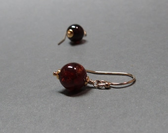 Garnet Earrings Gold January Birthstone Gift for Her Gift for Mom Minimalist Simple Petite