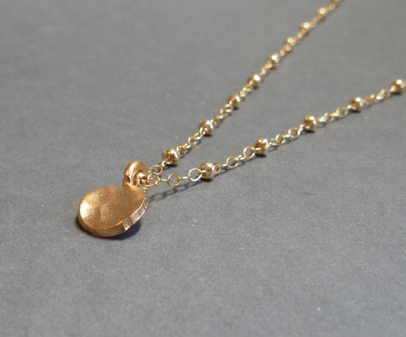 Gold Necklace Hammered Charm Layering Simple Minimalist Gift for Her Gift for Girlfriend image 3