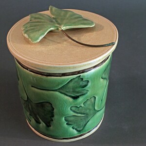 Ceramic Ginkgo Jar with Lid