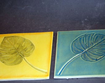 6x6" philodendron leaf hanging tile