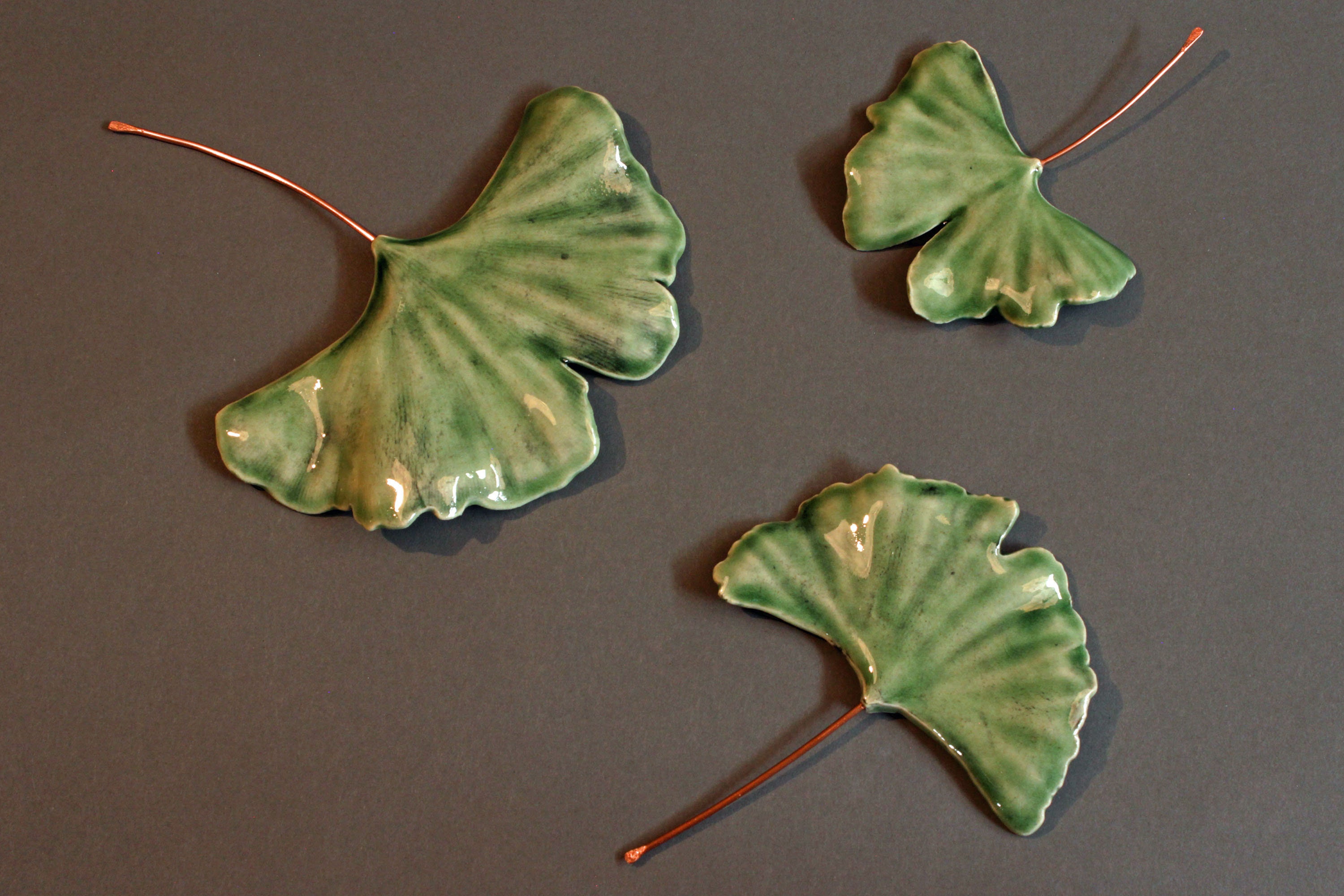 Ceramic Ginkgo Leaves-Hanging Wall Leaves-3 sizes to choose from
