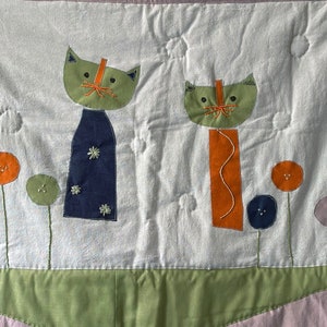 Baby Quilt Katzen handgemachte Patchwork Babydecke Bild 1